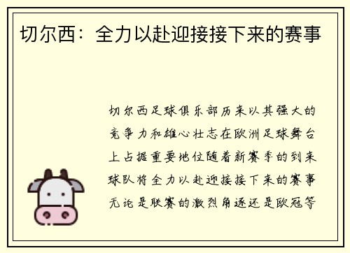 切尔西：全力以赴迎接接下来的赛事